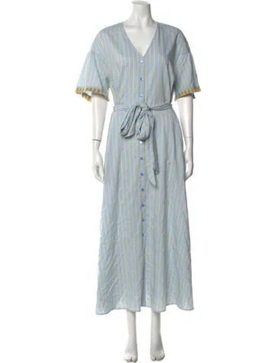 Pre-owned Marina Sport Striped Long Dress In Blue