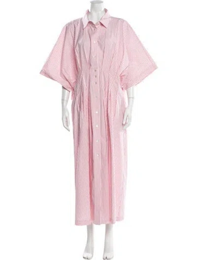 Pre-owned Marina Sport Striped Long Dress In Pink