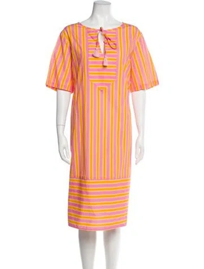 Pre-owned Marina Sport Striped Midi Length Dress In Pink