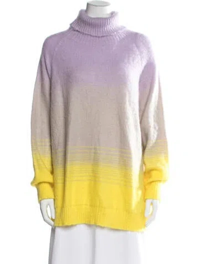 Pre-owned Marina Sport Striped Turtleneck Sweater In Yellow