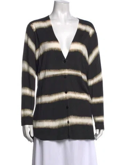 Pre-owned Marina Sport Striped V-neck Sweater In Black