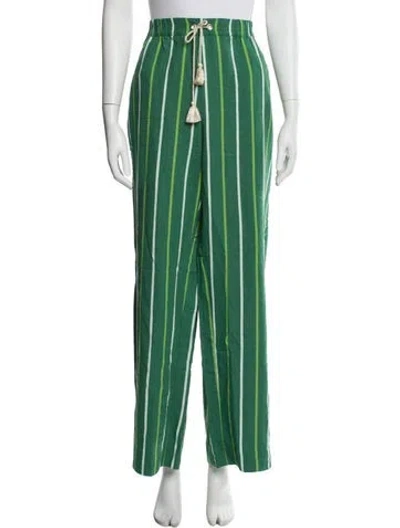 Pre-owned Marina Sport Striped Wide Leg Pants In Green