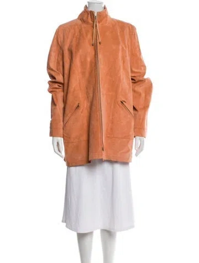 Pre-owned Marina Sport Suede Coat In Orange