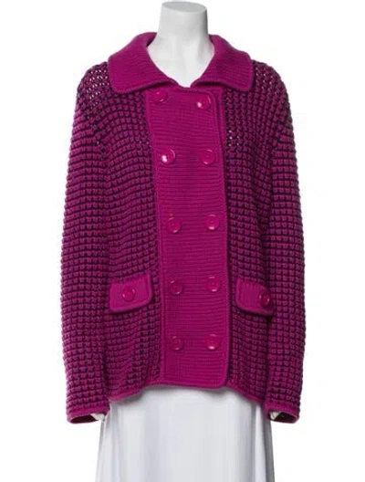 Pre-owned Marina Sport Virgin Wool Tweed Pattern Jacket In Purple