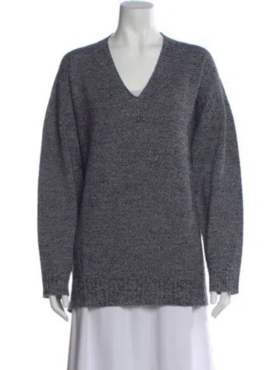 Pre-owned Marina Sport Virgin Wool V-neck Sweater In Gray