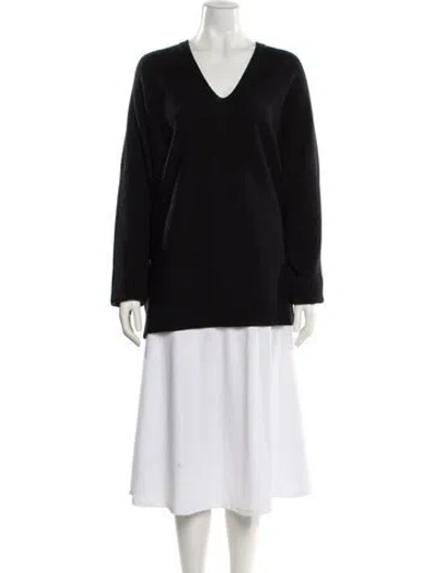 Pre-owned Marina Sport Virgin Wool V-neck Sweater W/ Tags In Black