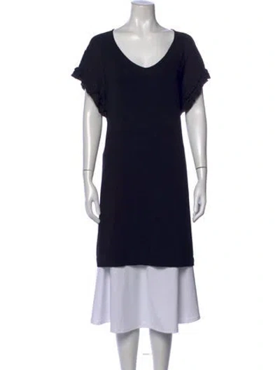 Pre-owned Marina Sport V-neck Knee-length Dress In Black