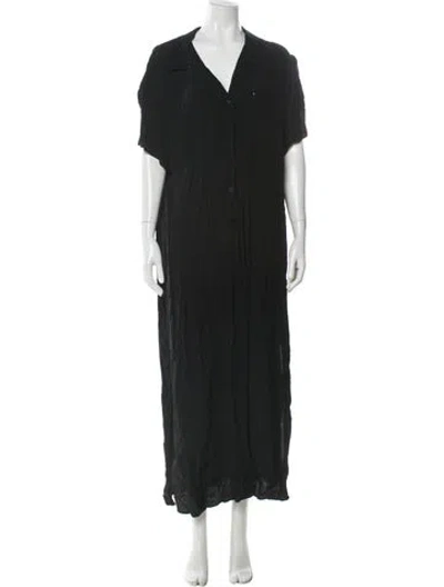 Pre-owned Marina Sport V-neck Long Dress In Black