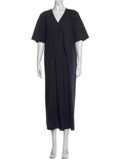 Pre-owned Marina Sport V-neck Long Dress In Blue