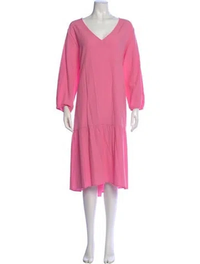 Pre-owned Marina Sport V-neck Long Dress In Pink