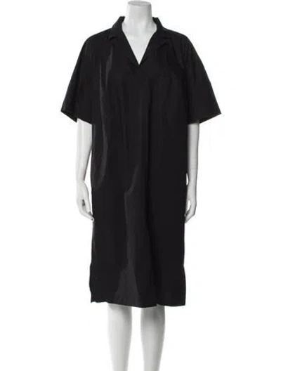 Pre-owned Marina Sport V-neck Midi Length Dress In Black