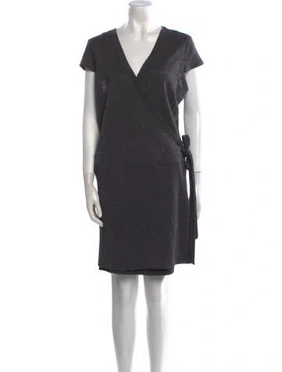 Pre-owned Marina Sport V-neck Mini Dress In Gray