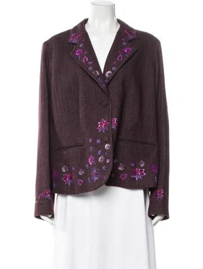 Pre-owned Marina Sport Wool Patterned Blazer In Purple