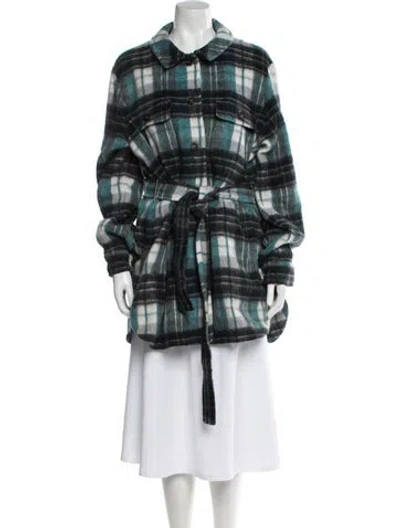 Pre-owned Marina Sport Wool Plaid Print Coat In Multi