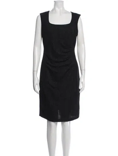 Pre-owned Marina Square Neckline Knee-length Dress In Black
