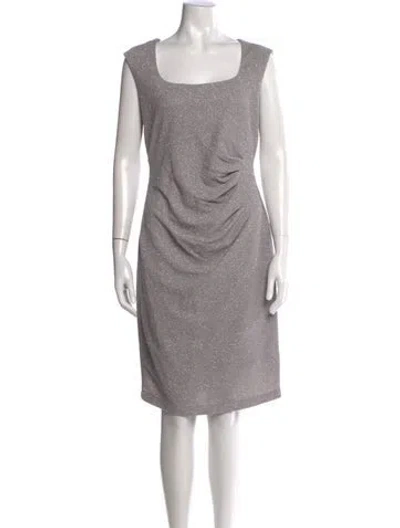 Pre-owned Marina Square Neckline Knee-length Dress In Grey