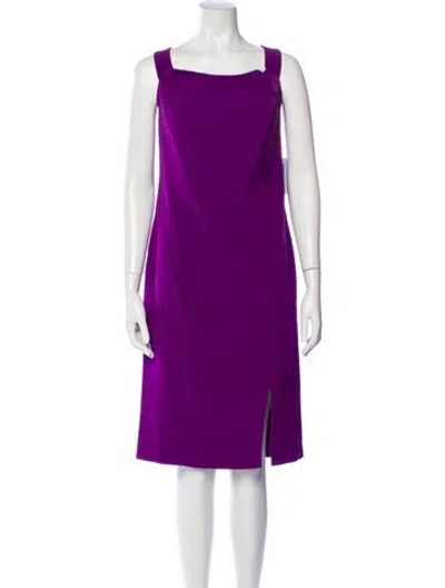 Pre-owned Marina Square Neckline Midi Length Dress In Purple