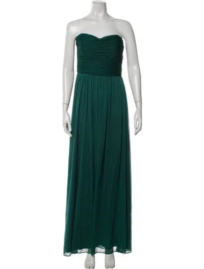 Pre-owned Marina Strapless Long Dress In Green