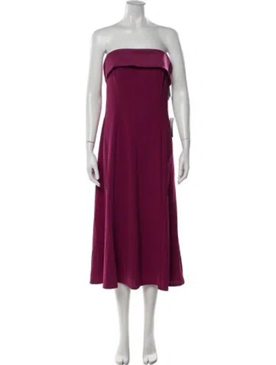Pre-owned Marina Strapless Midi Length Dress In Purple