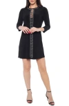 Marina Three-quarter Sleeve Scuba Minidress In Black