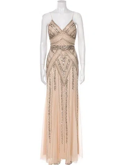 Pre-owned Marina Vintage Long Dress In Neutral