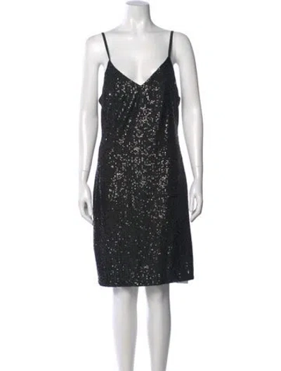 Pre-owned Marina V-neck Knee-length Dress W/ Tags In Black