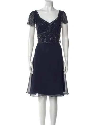 Pre-owned Marina V-neck Knee-length Dress W/ Tags In Blue