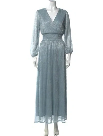 Pre-owned Marina V-neck Long Dress In Blue