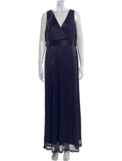 Pre-owned Marina V-neck Long Dress In Blue