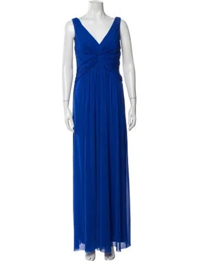 Pre-owned Marina V-neck Long Dress In Blue