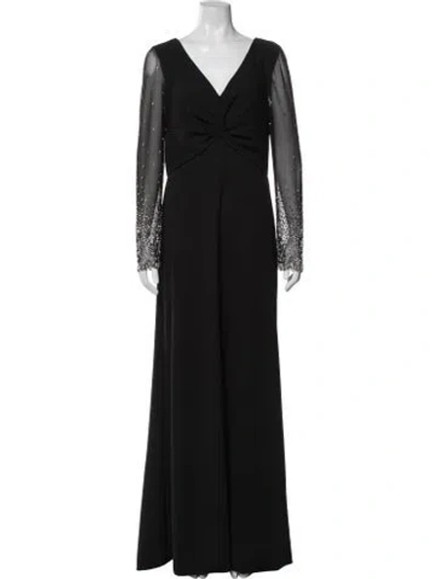 Pre-owned Marina V-neck Long Dress W/ Tags In Black