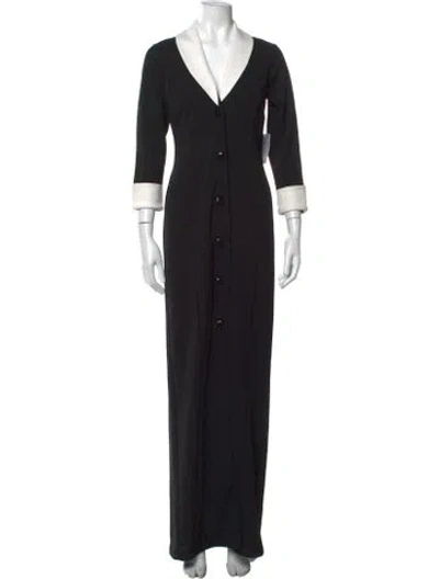 Pre-owned Marina V-neck Long Dress W/ Tags In Black