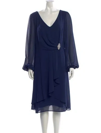Pre-owned Marina V-neck Midi Length Dress In Blue