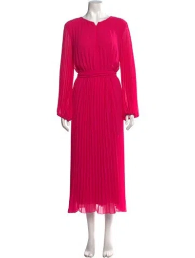 Pre-owned Marina V-neck Midi Length Dress In Pink
