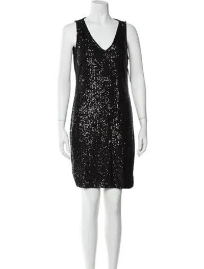 Pre-owned Marina V-neck Mini Dress In Black