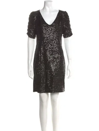 Pre-owned Marina V-neck Mini Dress W/ Tags In Black