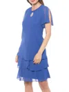 Marina Women's Flutter Sleeve Tiered Shift Dress In Royal