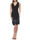 Marina V-neck Fringe Sheath Dress In Black