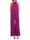 Marina Women's Halter Chiffon Wide Leg Jumpsuit In Fuschia