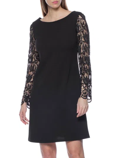 Marina Women's Lace Crepe Sheath Dress In Black