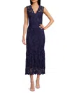 Marina Scallop Lace Sleeveless Midi Dress In Navy