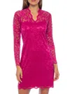 Marina Scallop Lace Long Sleeve Sheath Dress In Fuchsia