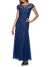 MARINA WOMEN'S MARINA CAP SLEEVE MERMAID GOWN