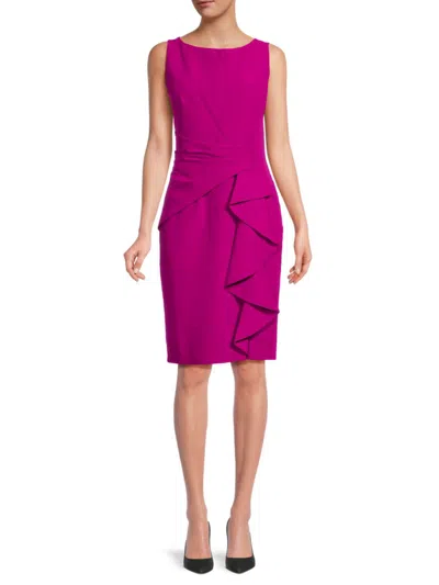 Marina Women's  Ruffle Sheath Dress In Fuchsia