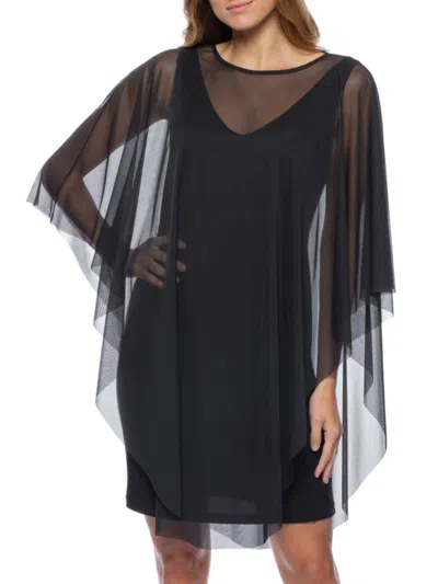 Marina Women's Mesh Overlay Sheath Dress In Black