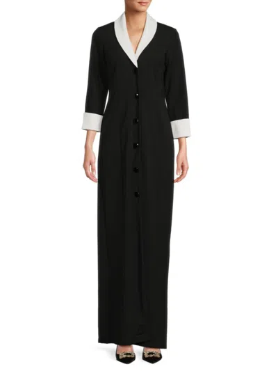 Marina Women's Shawl Collar Blazer Gown In Black White