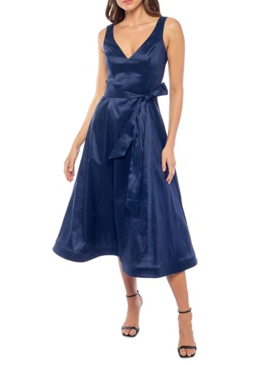 Marina Women's Sleeveless V-neck Fit & Flare Party Dress In Navy | ModeSens