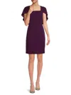 Marina Women's Squareneck Caplet Crepe Dress In Plum