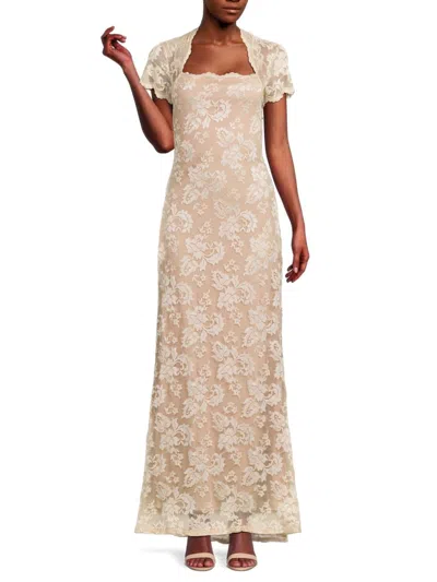 Marina Women's Squareneck Lace Gown In Champagne