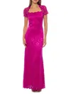 Marina Women's Squareneck Lace Gown In Fuchsia